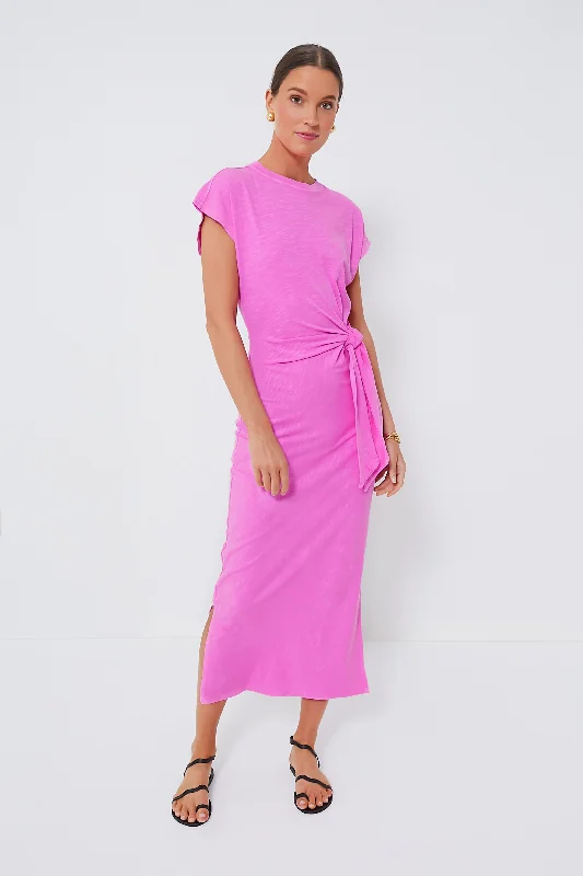 Midi dresses with fringe details for a fun and energetic style Fuchsia Vanina Cinched Waist Dress