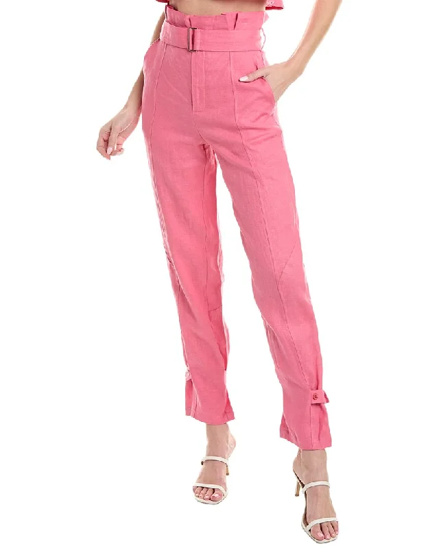 Plus Size Women's Printed Tight Trousers in Floral Patterns for a Spring - Inspired OutfitHevron Leona Linen Pant Plus Size Women's Printed Tight Trousers in Floral Patterns for a Spring - Inspired OutfitHevron Leona Linen Pant