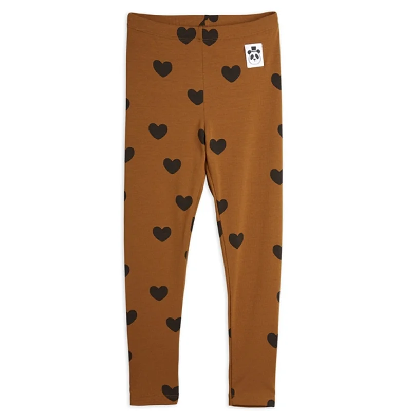 Plus Size Women's Printed Tight Trousers in Floral Patterns for a Spring - Inspired OutfitMini Rodini Basic Hearts Brown Leggings