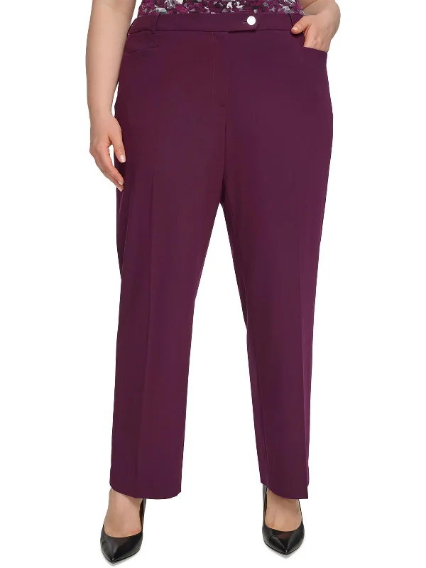 Women's Tight Trousers with Rhinestone Embellishments in Silver for a Sparkly LookPlus Womens High Rise Workwear Straight Leg Pants Women's Tight Trousers with Rhinestone Embellishments in Silver for a Sparkly LookPlus Womens High Rise Workwear Straight Leg Pants