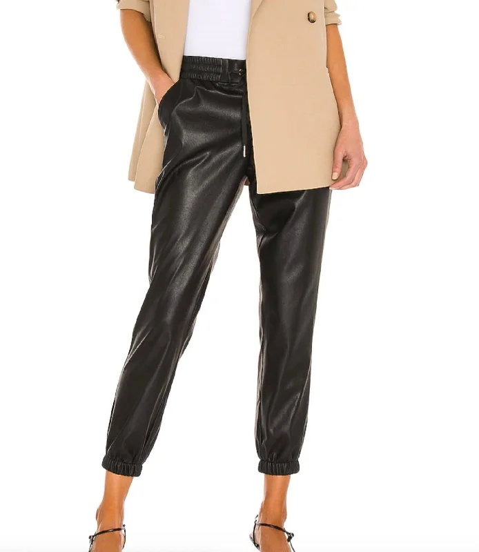 Women's Tight Trousers with Mesh Panels in Black for a Sexy and Modern AppearanceScarlett Leather Jogger In Black Women's Tight Trousers with Mesh Panels in Black for a Sexy and Modern AppearanceScarlett Leather Jogger In Black