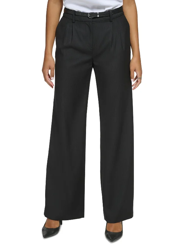 High - Waisted Women's Leather Tight Trousers in Black for a Rock - Chic LookWomens Pleated Pinstripe Wide Leg Pants High - Waisted Women's Leather Tight Trousers in Black for a Rock - Chic LookWomens Pleated Pinstripe Wide Leg Pants