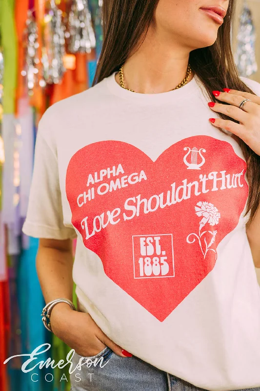 Sheer Women T Shirt for a Stylish and Alluring LookAlpha Chi Love Shouldn't Hurt Tshirt Sheer Women T Shirt for a Stylish and Alluring LookAlpha Chi Love Shouldn't Hurt Tshirt