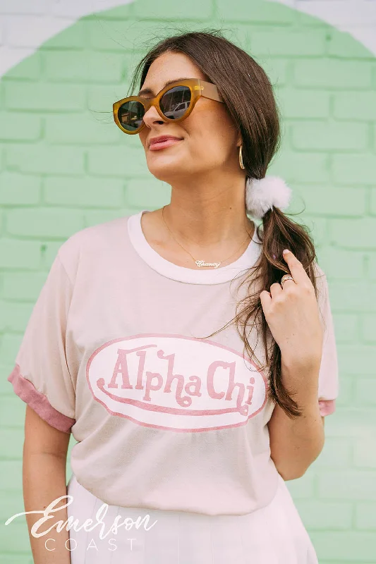 Moisture - Wicking Women T Shirt for Active LifestylesAlpha Chi Von Dutch Colorblock Ringer Tee Moisture - Wicking Women T Shirt for Active LifestylesAlpha Chi Von Dutch Colorblock Ringer Tee