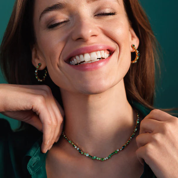 Mock - Neck Women Sweater for a Modern TwistCaroline Svedbom Antonia Necklace Gold Green Combo Mock - Neck Women Sweater for a Modern TwistCaroline Svedbom Antonia Necklace Gold Green Combo