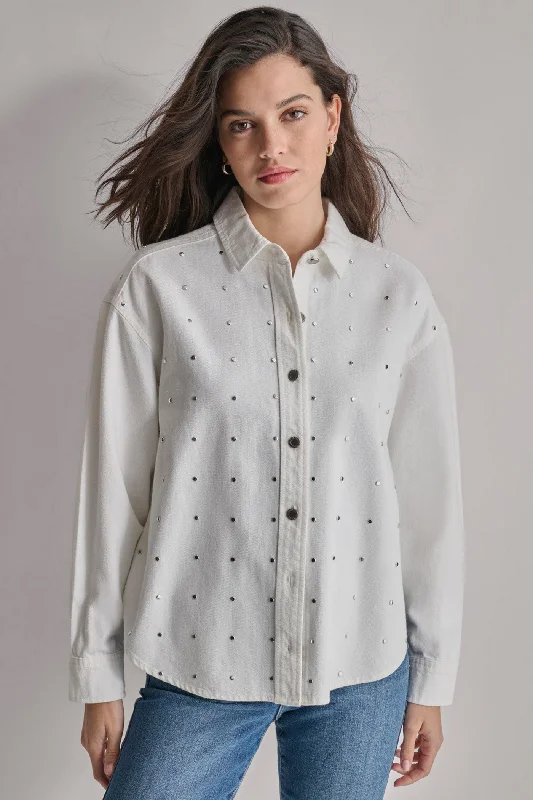 Hand - Knitted Women Sweater with Artisanal CharmOVERSIZED DENIM SHIRT