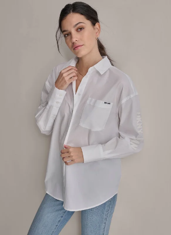 Oversized Women Sweater for a Cozy and Fashionable LookDKNY JEANS POPLIN BUTTON DOWN Oversized Women Sweater for a Cozy and Fashionable LookDKNY JEANS POPLIN BUTTON DOWN