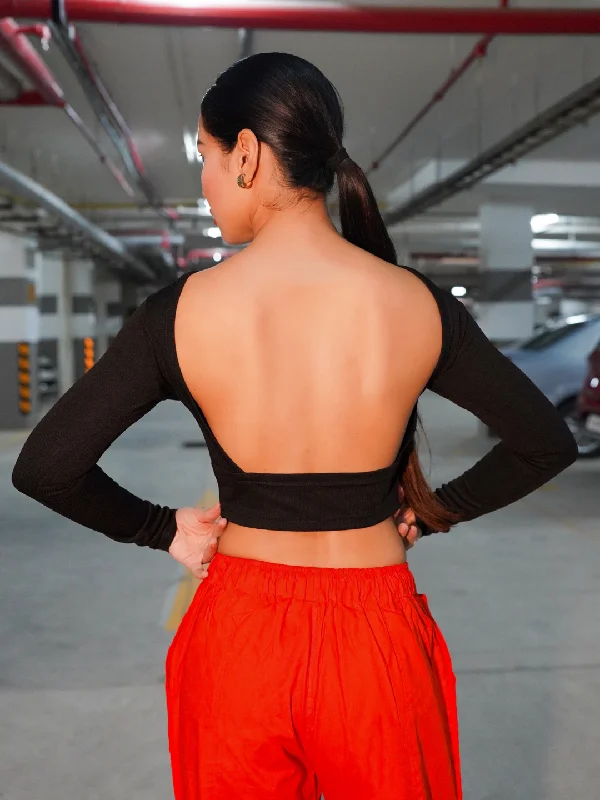 Plus Size Women T Shirt for a Comfortable and Flattering FitStretchable Ribbed Backless Top Plus Size Women T Shirt for a Comfortable and Flattering FitStretchable Ribbed Backless Top