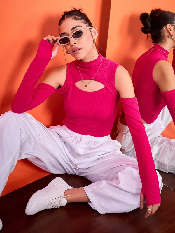 Muscle Women T Shirt for a Sporty and Casual LookStretchable Ribbed Cut-out Bodysuit Muscle Women T Shirt for a Sporty and Casual LookStretchable Ribbed Cut-out Bodysuit