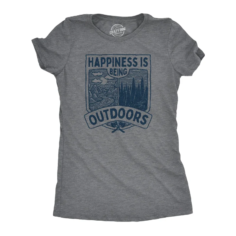 Ringer T Shirt Women with Retro - Inspired StripesHapiness Is Being Outdoors Women's T Shirt Ringer T Shirt Women with Retro - Inspired StripesHapiness Is Being Outdoors Women's T Shirt