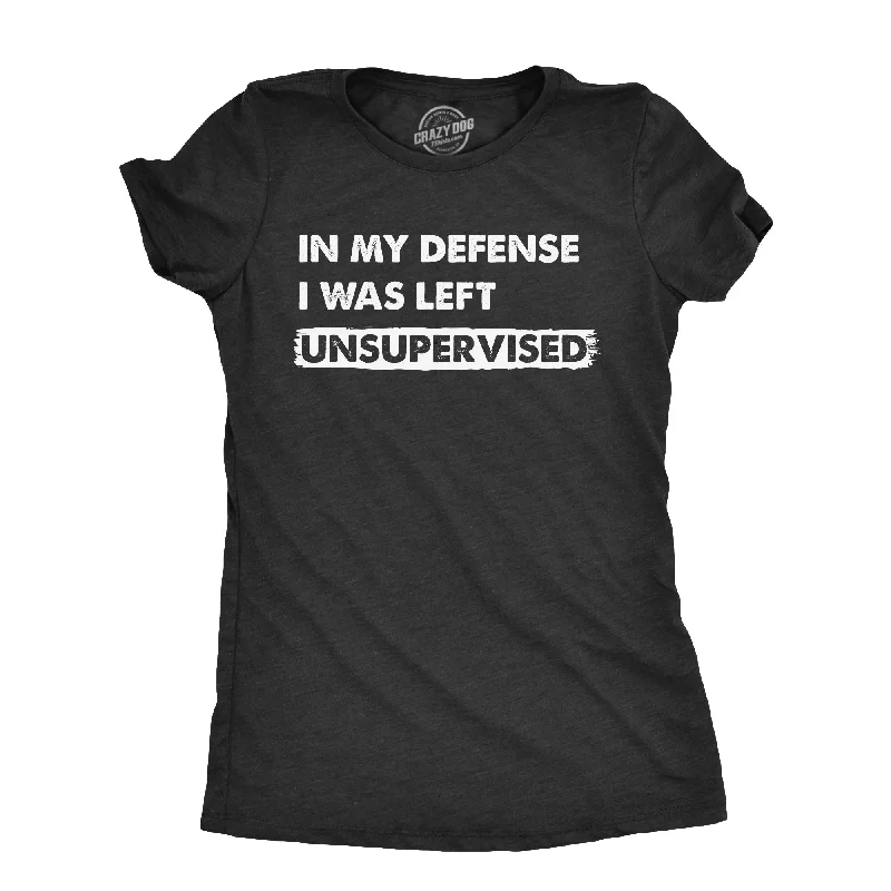 Ringer T Shirt Women with Retro - Inspired StripesIn My Defense I Was Left Unsupervised Women's T Shirt Ringer T Shirt Women with Retro - Inspired StripesIn My Defense I Was Left Unsupervised Women's T Shirt