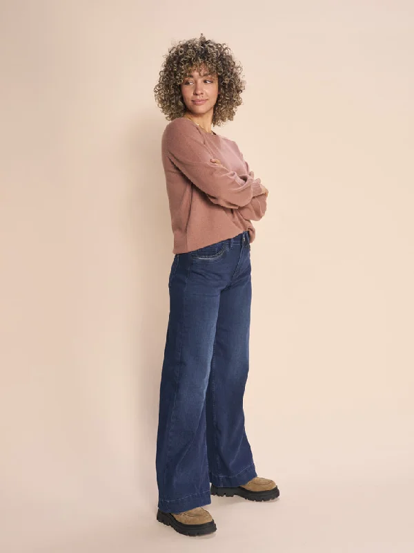 Cable - Knit Women Sweater with Intricate PatternsMos Mosh Blue Regular Fit Dara Jeans Cable - Knit Women Sweater with Intricate PatternsMos Mosh Blue Regular Fit Dara Jeans