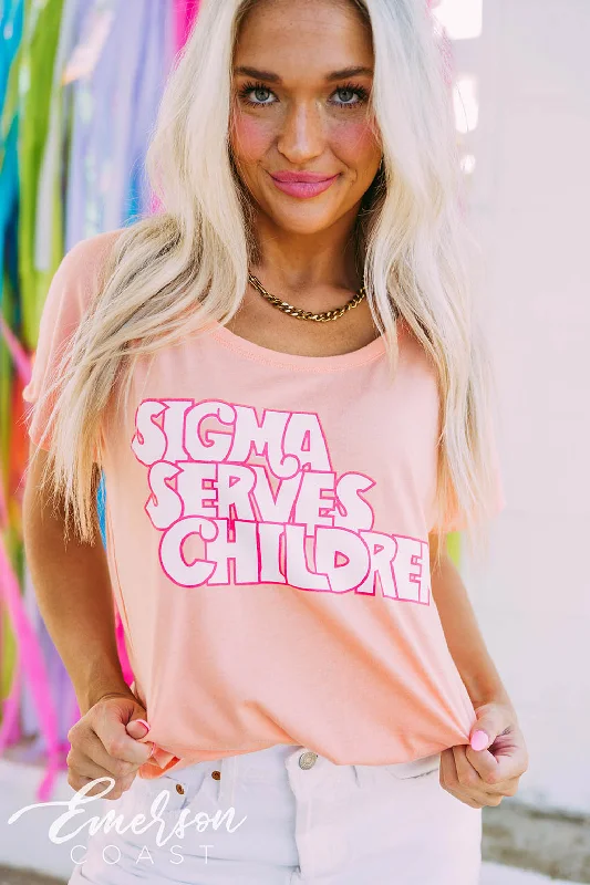 Crop Top Women T Shirt to Pair with High - Waisted BottomsSigma Serves Children Tee