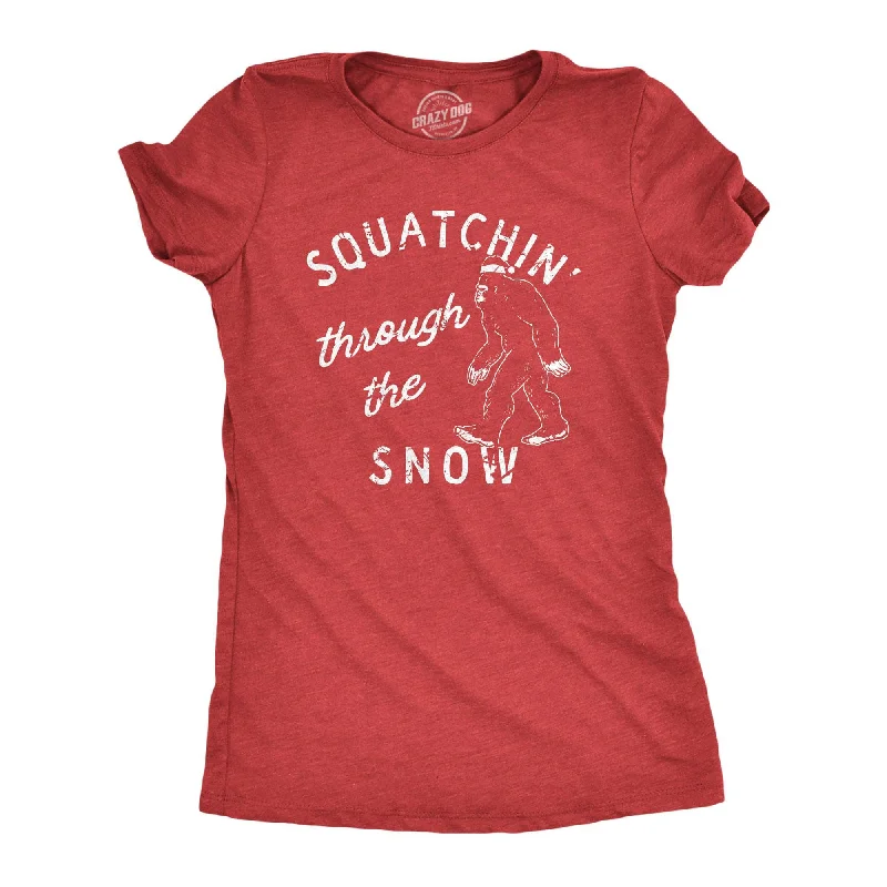 Long Sleeve Women T Shirt for Cooler WeatherSquatchin Through The Snow Women's T Shirt Long Sleeve Women T Shirt for Cooler WeatherSquatchin Through The Snow Women's T Shirt