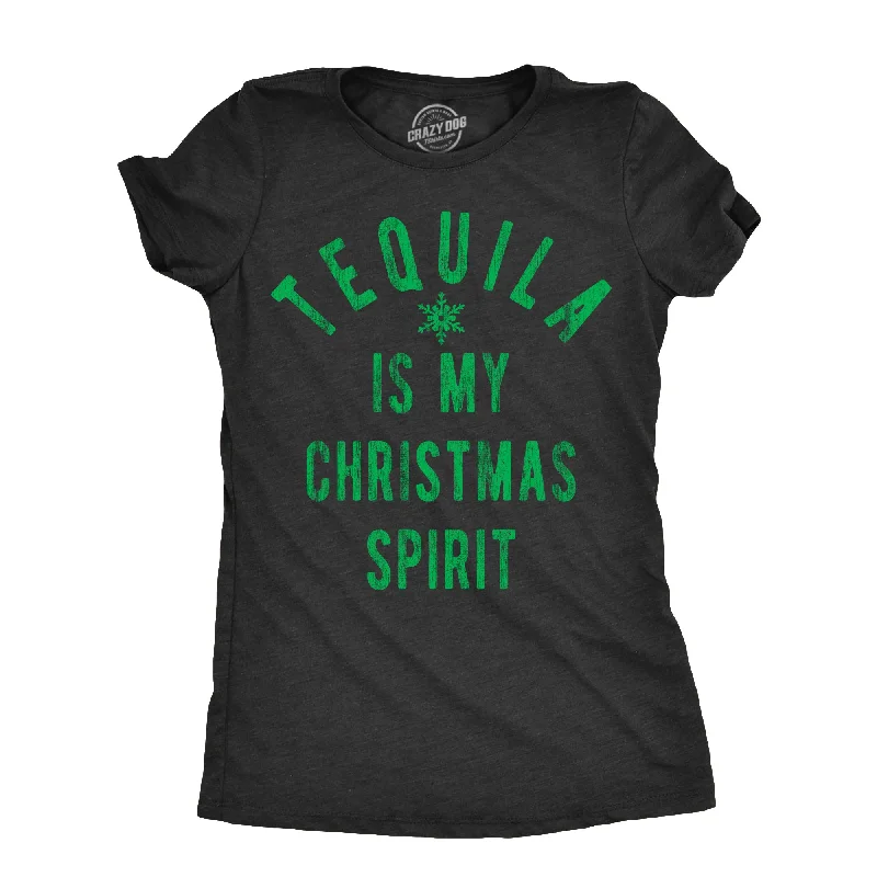 Floral Print Women T Shirt for a Feminine TouchTequila Is My Christmas Spirit Women's T Shirt Floral Print Women T Shirt for a Feminine TouchTequila Is My Christmas Spirit Women's T Shirt