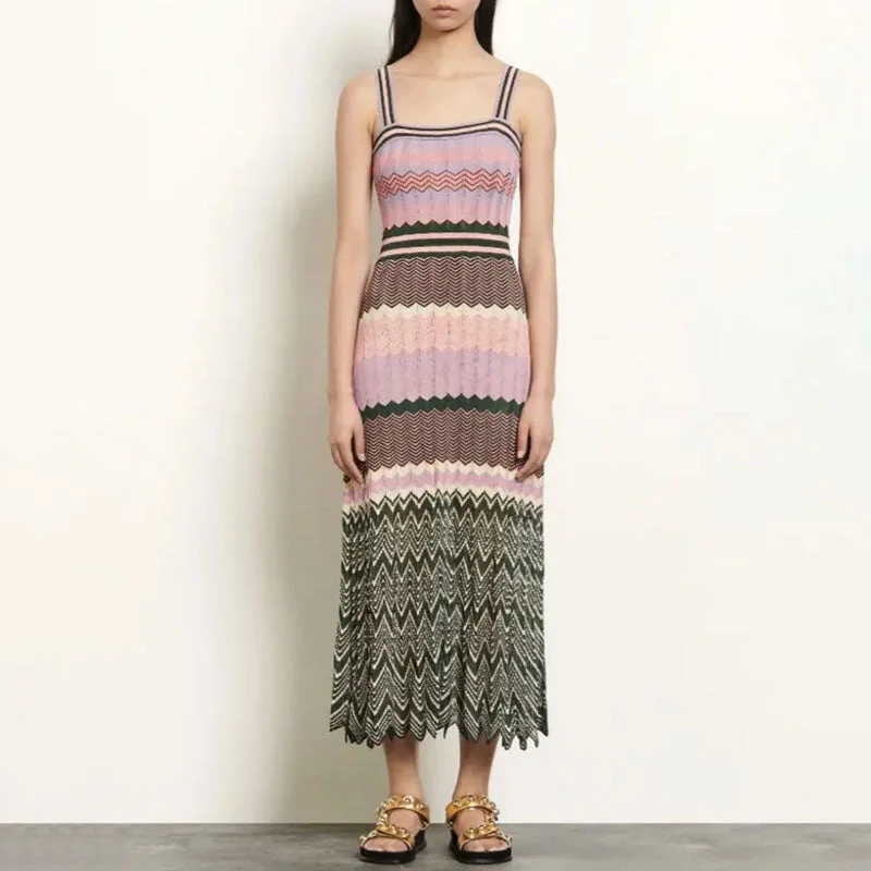 Oversized Women Sweater for a Cozy and Fashionable LookVintage Chevron Striped Scalloped Pleated Pointelle Knit Midi Sundress Oversized Women Sweater for a Cozy and Fashionable LookVintage Chevron Striped Scalloped Pleated Pointelle Knit Midi Sundress