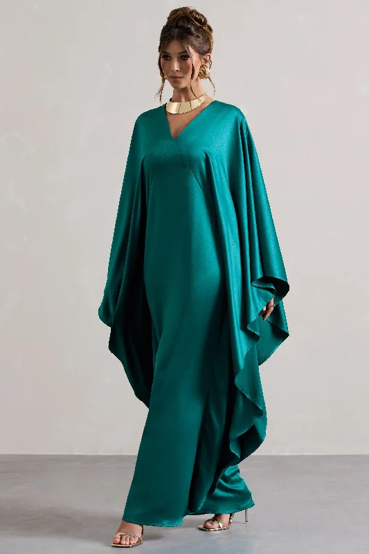 Sheath Women Dress with a Tailored Fit for a Professional LookSheath Women Dress with a Tailored Fit for a Professional LookAlohi | Bottle Green Satin Plunge Cape Maxi Dress Sheath Women Dress with a Tailored Fit for a Professional LookSheath Women Dress with a Tailored Fit for a Professional LookAlohi | Bottle Green Satin Plunge Cape Maxi Dress