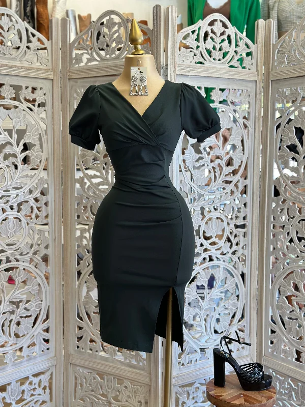 Lace - Embellished Women Dress for an Elegant and Sophisticated AppearanceLace - Embellished Women Dress for an Elegant and Sophisticated AppearanceBlack Puff Sleeve Cross Front Dress Lace - Embellished Women Dress for an Elegant and Sophisticated AppearanceLace - Embellished Women Dress for an Elegant and Sophisticated AppearanceBlack Puff Sleeve Cross Front Dress