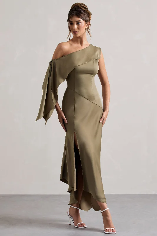 Lace - Embellished Women Dress for an Elegant and Sophisticated AppearanceLace - Embellished Women Dress for an Elegant and Sophisticated AppearanceFreesia | Olive Satin Asymmetric Draped Split Maxi Dress Lace - Embellished Women Dress for an Elegant and Sophisticated AppearanceLace - Embellished Women Dress for an Elegant and Sophisticated AppearanceFreesia | Olive Satin Asymmetric Draped Split Maxi Dress