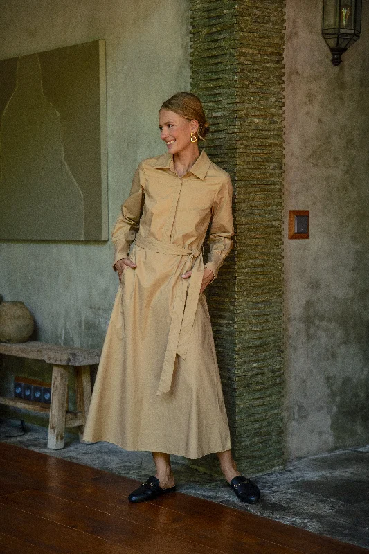 Strapless Women Dress with a Built - in Bra for Comfort and SupportStrapless Women Dress with a Built - in Bra for Comfort and SupportKelly Dress in Camel