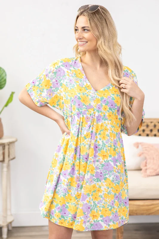 Wrap - Style Women Dress with Adjustable Fit for All Body TypesWrap - Style Women Dress with Adjustable Fit for All Body TypesLavender And Yellow Floral V-Neck Dress Wrap - Style Women Dress with Adjustable Fit for All Body TypesWrap - Style Women Dress with Adjustable Fit for All Body TypesLavender And Yellow Floral V-Neck Dress