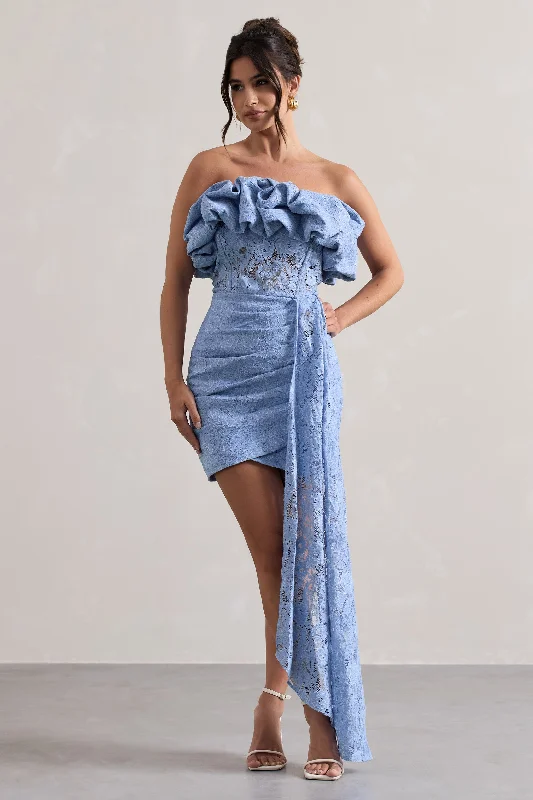 Backless Women Dress for a Sexy and Alluring Look at Evening EventsBackless Women Dress for a Sexy and Alluring Look at Evening EventsNeptune | Blue Lace Strapless Ruffled Mini Dress With Drape Backless Women Dress for a Sexy and Alluring Look at Evening EventsBackless Women Dress for a Sexy and Alluring Look at Evening EventsNeptune | Blue Lace Strapless Ruffled Mini Dress With Drape