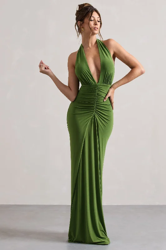 Backless Women Dress for a Sexy and Alluring Look at Evening EventsBackless Women Dress for a Sexy and Alluring Look at Evening EventsPayton | Palm Green Ruched Halter-Neck Maxi Dress Backless Women Dress for a Sexy and Alluring Look at Evening EventsBackless Women Dress for a Sexy and Alluring Look at Evening EventsPayton | Palm Green Ruched Halter-Neck Maxi Dress