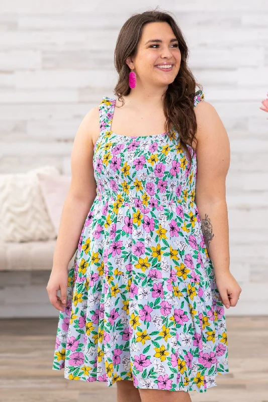 Long - Sleeve Women Dress in Velvet for a Luxurious Winter LookLong - Sleeve Women Dress in Velvet for a Luxurious Winter LookPink Multicolor Floral Smocked Bodice Dress Long - Sleeve Women Dress in Velvet for a Luxurious Winter LookLong - Sleeve Women Dress in Velvet for a Luxurious Winter LookPink Multicolor Floral Smocked Bodice Dress