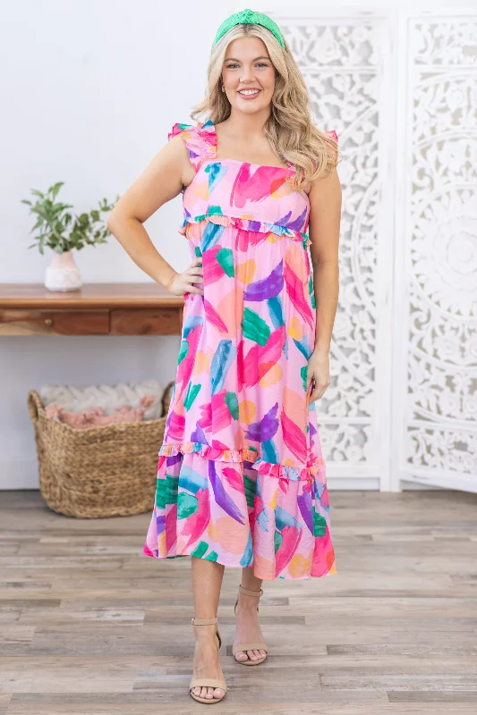 Backless Women Dress for a Sexy and Alluring Look at Evening EventsBackless Women Dress for a Sexy and Alluring Look at Evening EventsPink Multicolor Ruffle Straps Midi Dress Backless Women Dress for a Sexy and Alluring Look at Evening EventsBackless Women Dress for a Sexy and Alluring Look at Evening EventsPink Multicolor Ruffle Straps Midi Dress