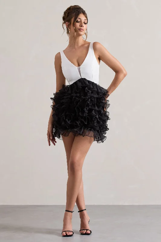 Wrap - Style Women Dress with Adjustable Fit for All Body TypesWrap - Style Women Dress with Adjustable Fit for All Body TypesRiot | Black & White Plunge-Neck Mini Dress With Organza Skirt Wrap - Style Women Dress with Adjustable Fit for All Body TypesWrap - Style Women Dress with Adjustable Fit for All Body TypesRiot | Black & White Plunge-Neck Mini Dress With Organza Skirt