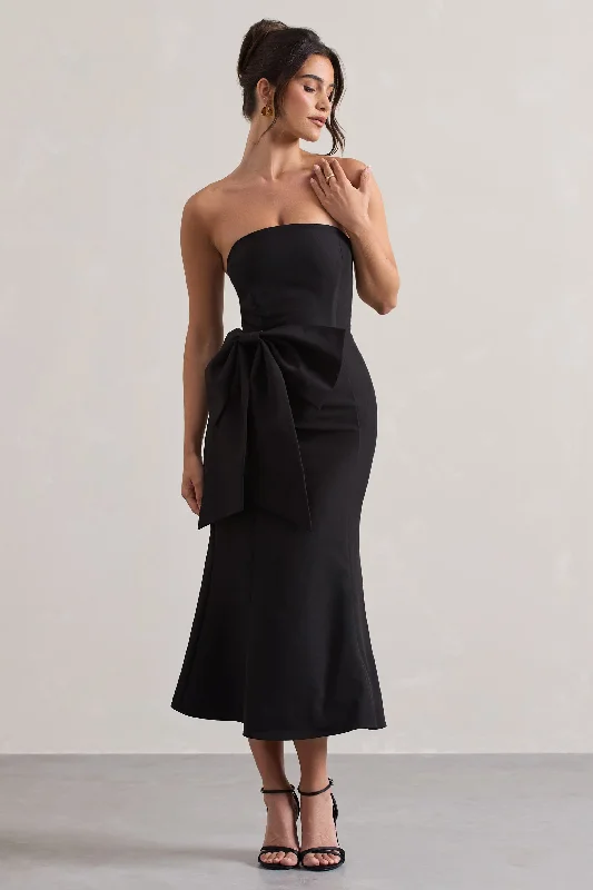 Off - the - Shoulder Women Dress for a Romantic and Feminine LookOff - the - Shoulder Women Dress for a Romantic and Feminine LookTo Me | Black Bandeau Midi Dress With Oversized Bow Off - the - Shoulder Women Dress for a Romantic and Feminine LookOff - the - Shoulder Women Dress for a Romantic and Feminine LookTo Me | Black Bandeau Midi Dress With Oversized Bow