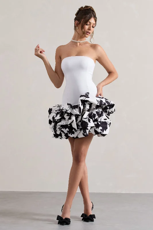 Printed Abstract Women Dress for a Modern and Artistic AppealPrinted Abstract Women Dress for a Modern and Artistic AppealWork Of Art | Cream Floral Print Strapless Ruffle Mini Dress Printed Abstract Women Dress for a Modern and Artistic AppealPrinted Abstract Women Dress for a Modern and Artistic AppealWork Of Art | Cream Floral Print Strapless Ruffle Mini Dress
