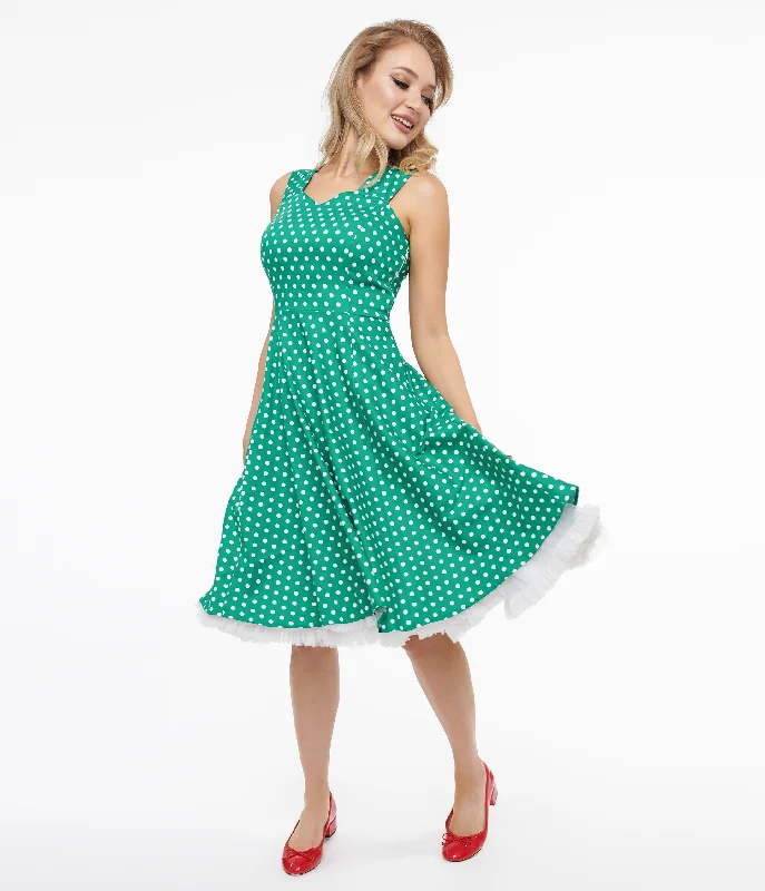 Sleeveless Women Dress in Bright Colors for Summer PartiesSleeveless Women Dress in Bright Colors for Summer Parties1950s Green & White Polka Dot Cotton Swing Dress Sleeveless Women Dress in Bright Colors for Summer PartiesSleeveless Women Dress in Bright Colors for Summer Parties1950s Green & White Polka Dot Cotton Swing Dress