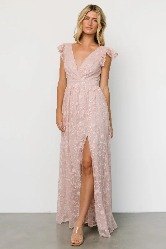 Lace - Embellished Women Dress for an Elegant and Sophisticated AppearanceLace - Embellished Women Dress for an Elegant and Sophisticated AppearanceAlexa Embroidered Sequin Maxi Dress | Blush Rose