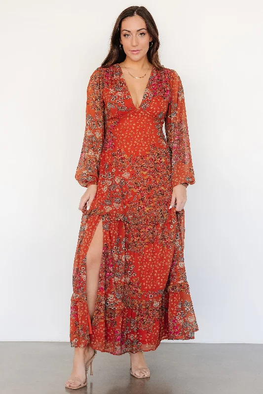 Wrap - Style Women Dress with Adjustable Fit for All Body TypesWrap - Style Women Dress with Adjustable Fit for All Body TypesBowman Deep V Maxi Dress | Rust Multi Wrap - Style Women Dress with Adjustable Fit for All Body TypesWrap - Style Women Dress with Adjustable Fit for All Body TypesBowman Deep V Maxi Dress | Rust Multi