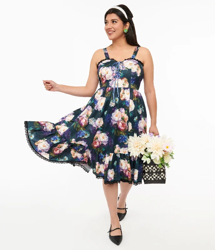Wrap - Style Women Dress with Adjustable Fit for All Body TypesWrap - Style Women Dress with Adjustable Fit for All Body TypesDark Green Floral Heidi Swing Dress Wrap - Style Women Dress with Adjustable Fit for All Body TypesWrap - Style Women Dress with Adjustable Fit for All Body TypesDark Green Floral Heidi Swing Dress