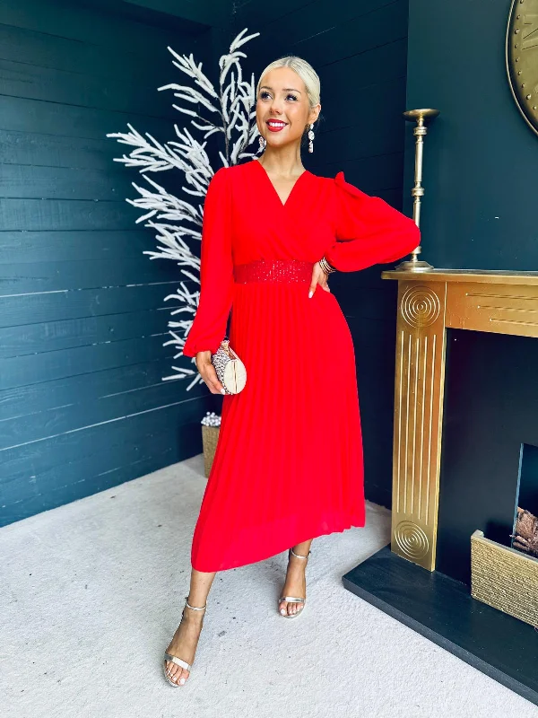 Pleated Women Dress with a Timeless and Elegant TexturePleated Women Dress with a Timeless and Elegant TextureFreya Pleated Sequin Detail Midi Dress Red Pleated Women Dress with a Timeless and Elegant TexturePleated Women Dress with a Timeless and Elegant TextureFreya Pleated Sequin Detail Midi Dress Red