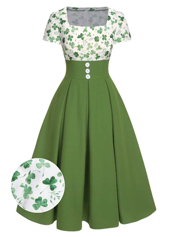 Plus Size Women Dress with a Flattering A - Line Cut for Comfort and StylePlus Size Women Dress with a Flattering A - Line Cut for Comfort and StyleGreen 1950s Lucky Clover Buttoned Dress Plus Size Women Dress with a Flattering A - Line Cut for Comfort and StylePlus Size Women Dress with a Flattering A - Line Cut for Comfort and StyleGreen 1950s Lucky Clover Buttoned Dress