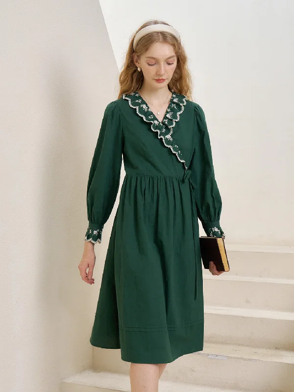 Empire Waist Women Dress to Accentuate the Bust and Conceal the WaistEmpire Waist Women Dress to Accentuate the Bust and Conceal the Waist【Final Sale】Jemma V-neck Contrast Floral Embroidered Cotton Tea Dress Empire Waist Women Dress to Accentuate the Bust and Conceal the WaistEmpire Waist Women Dress to Accentuate the Bust and Conceal the Waist【Final Sale】Jemma V-neck Contrast Floral Embroidered Cotton Tea Dress