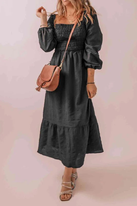 Plus Size Women Dress with a Flattering A - Line Cut for Comfort and Style Plus Size Women Dress with a Flattering A - Line Cut for Comfort and Style Square Neck Smocked Long Sleeve Dress Plus Size Women Dress with a Flattering A - Line Cut for Comfort and Style Plus Size Women Dress with a Flattering A - Line Cut for Comfort and Style Square Neck Smocked Long Sleeve Dress
