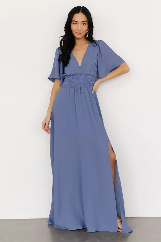 Plus Size Women Dress with a Flattering A - Line Cut for Comfort and StylePlus Size Women Dress with a Flattering A - Line Cut for Comfort and StyleVerona Smocked Maxi Dress | Blue