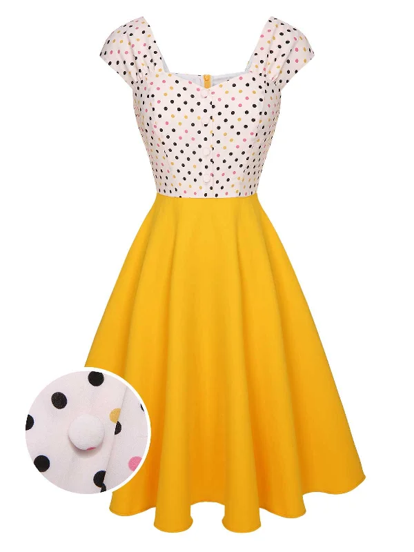Plus Size Women Dress with a Flattering A - Line Cut for Comfort and StylePlus Size Women Dress with a Flattering A - Line Cut for Comfort and StyleYellow 1950s Polka Dots Button Dress Plus Size Women Dress with a Flattering A - Line Cut for Comfort and StylePlus Size Women Dress with a Flattering A - Line Cut for Comfort and StyleYellow 1950s Polka Dots Button Dress