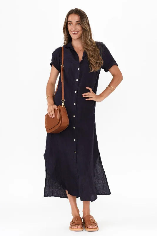 Empire Waist Women Dress to Accentuate the Bust and Conceal the WaistEmpire Waist Women Dress to Accentuate the Bust and Conceal the WaistAries Navy Linen Shirt Dress Empire Waist Women Dress to Accentuate the Bust and Conceal the WaistEmpire Waist Women Dress to Accentuate the Bust and Conceal the WaistAries Navy Linen Shirt Dress