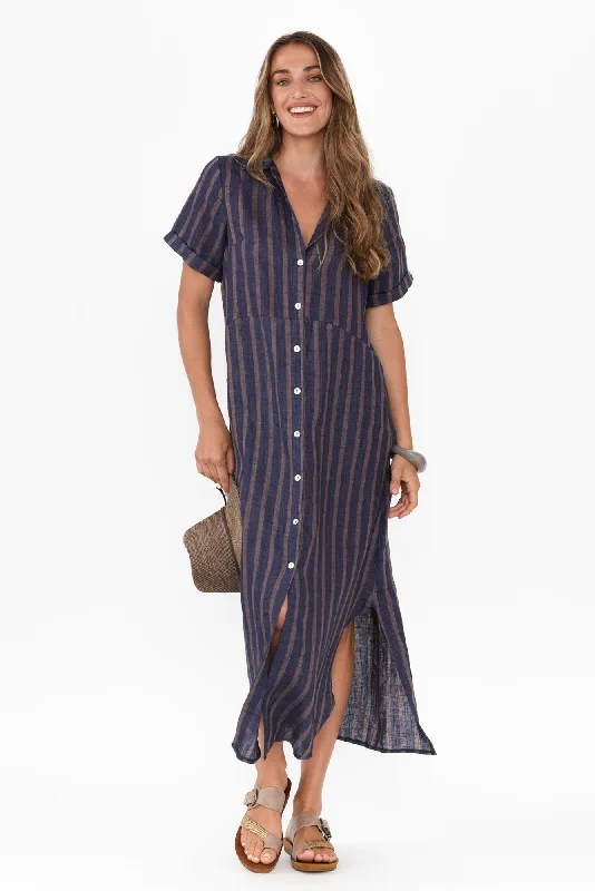 Pleated Women Dress with a Timeless and Elegant TexturePleated Women Dress with a Timeless and Elegant TextureAries Navy Stripe Linen Shirt Dress Pleated Women Dress with a Timeless and Elegant TexturePleated Women Dress with a Timeless and Elegant TextureAries Navy Stripe Linen Shirt Dress