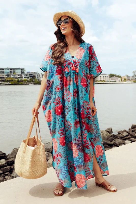Maxi Women Dress with Floral Print for a Bohemian VibeMaxi Women Dress with Floral Print for a Bohemian VibeIsla Turquoise Sea Cotton Kaftan Maxi Women Dress with Floral Print for a Bohemian VibeMaxi Women Dress with Floral Print for a Bohemian VibeIsla Turquoise Sea Cotton Kaftan