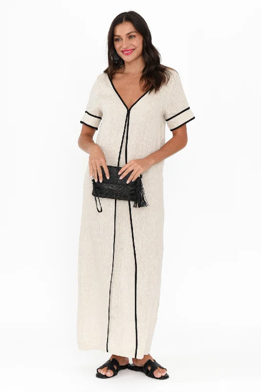 Empire Waist Women Dress to Accentuate the Bust and Conceal the WaistEmpire Waist Women Dress to Accentuate the Bust and Conceal the WaistJuniper Natural Contrast Linen Dress Empire Waist Women Dress to Accentuate the Bust and Conceal the WaistEmpire Waist Women Dress to Accentuate the Bust and Conceal the WaistJuniper Natural Contrast Linen Dress