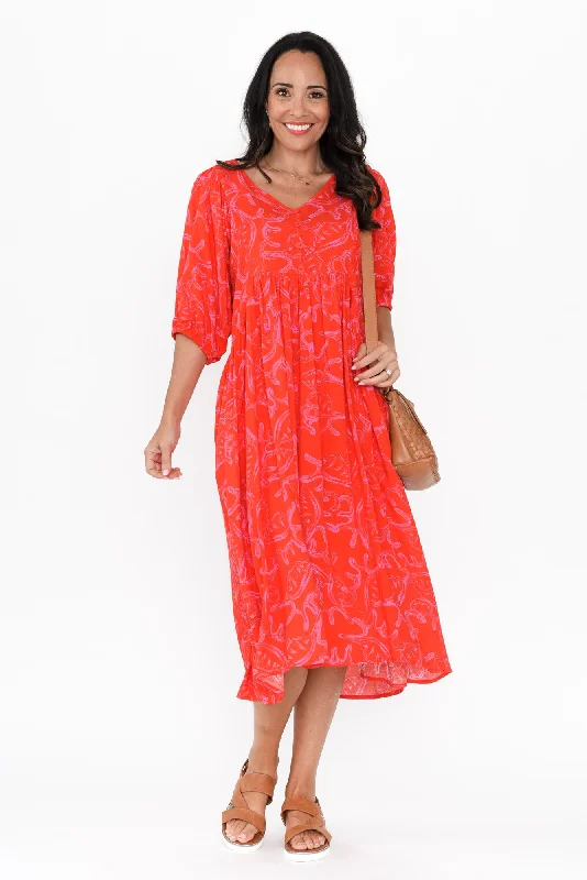 Mermaid - Style Women Dress with a Fitted Silhouette for Special OccasionsMermaid - Style Women Dress with a Fitted Silhouette for Special OccasionsPansy Red Abstract Pocket Dress Mermaid - Style Women Dress with a Fitted Silhouette for Special OccasionsMermaid - Style Women Dress with a Fitted Silhouette for Special OccasionsPansy Red Abstract Pocket Dress