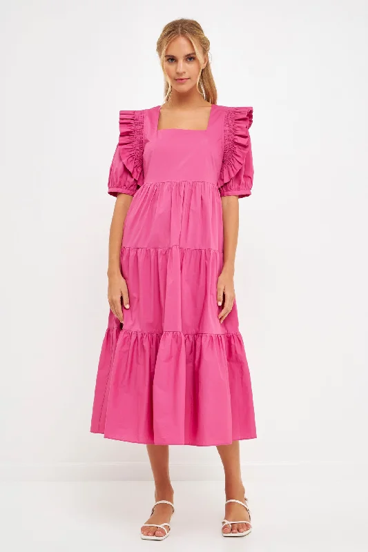 Off - the - Shoulder Women Dress for a Romantic and Feminine LookOff - the - Shoulder Women Dress for a Romantic and Feminine LookSquare Neck Ruffle Smocked Detail Midi Dress Off - the - Shoulder Women Dress for a Romantic and Feminine LookOff - the - Shoulder Women Dress for a Romantic and Feminine LookSquare Neck Ruffle Smocked Detail Midi Dress