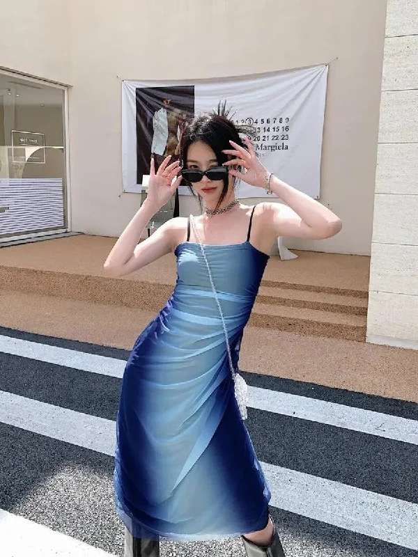 Sleeveless Women Dress in Bright Colors for Summer PartiesSleeveless Women Dress in Bright Colors for Summer PartiesY2K Blue Gradient Strappy Midi Dress Sleeveless Women Dress in Bright Colors for Summer PartiesSleeveless Women Dress in Bright Colors for Summer PartiesY2K Blue Gradient Strappy Midi Dress