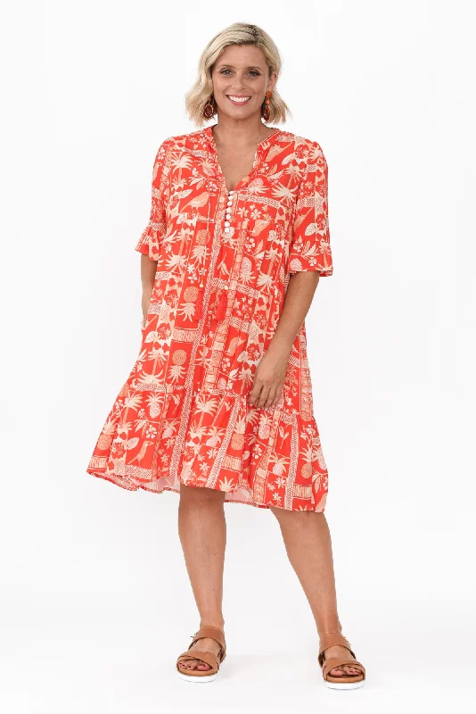 Printed Abstract Women Dress for a Modern and Artistic AppealPrinted Abstract Women Dress for a Modern and Artistic AppealZorita Red Tropical Frill Sleeve Dress Printed Abstract Women Dress for a Modern and Artistic AppealPrinted Abstract Women Dress for a Modern and Artistic AppealZorita Red Tropical Frill Sleeve Dress